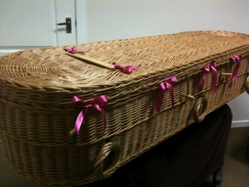 Willow coffin ribbons bows