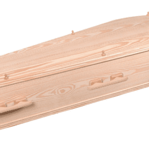 Plain pine wooden coffin